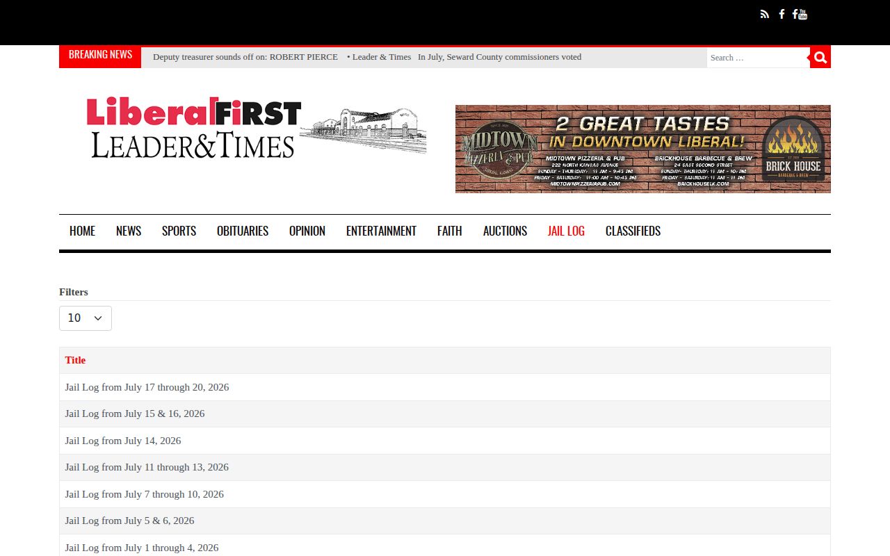 Seward County crime news Jail Log index
