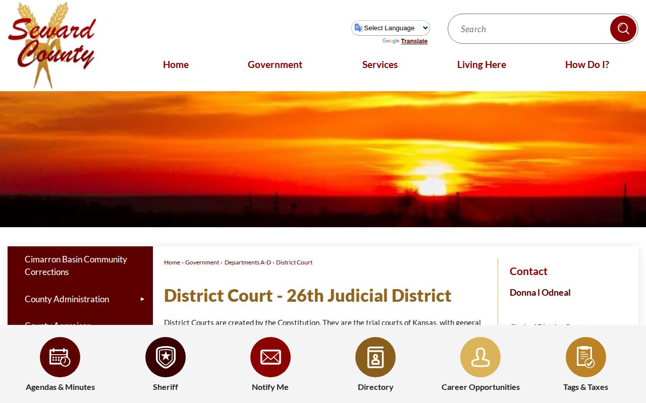 Seward County warrant record District Court page